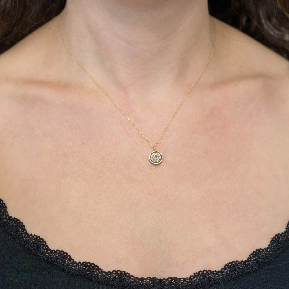 Antique Rose Cut Diamond Pendant, 18ct Gold Target Cluster Design.