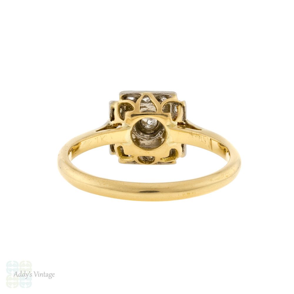 Art Deco Diamond Engagement Ring, Square Shaped Cluster Ring 18ct Platinum.