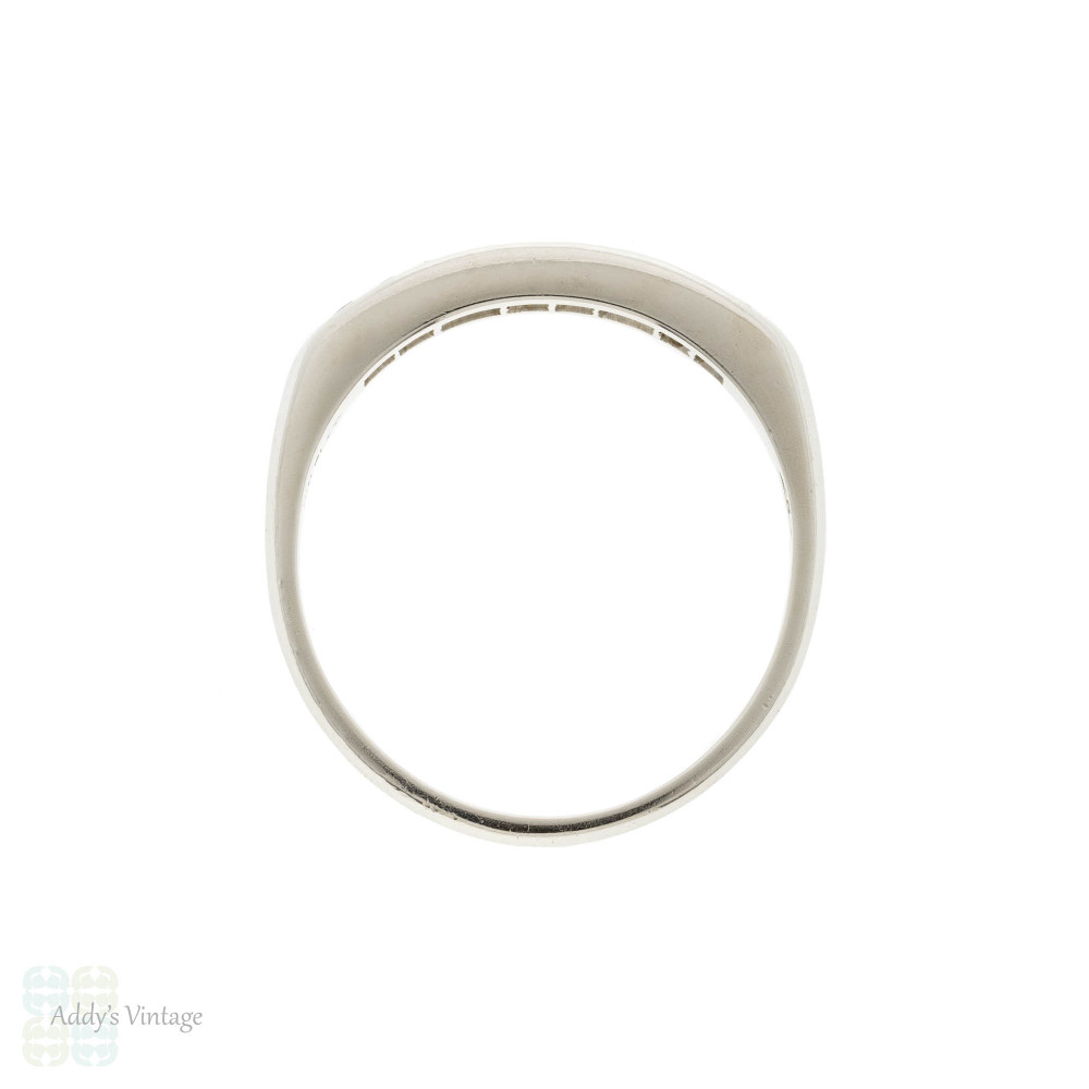 Vintage Platinum Half Hoop Baguette & Round Diamond Wedding Ring.