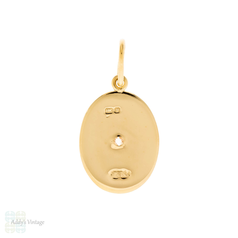 Victorian 18ct Gold Engraved Star Set Diamond Pendant, Antique Conversion.