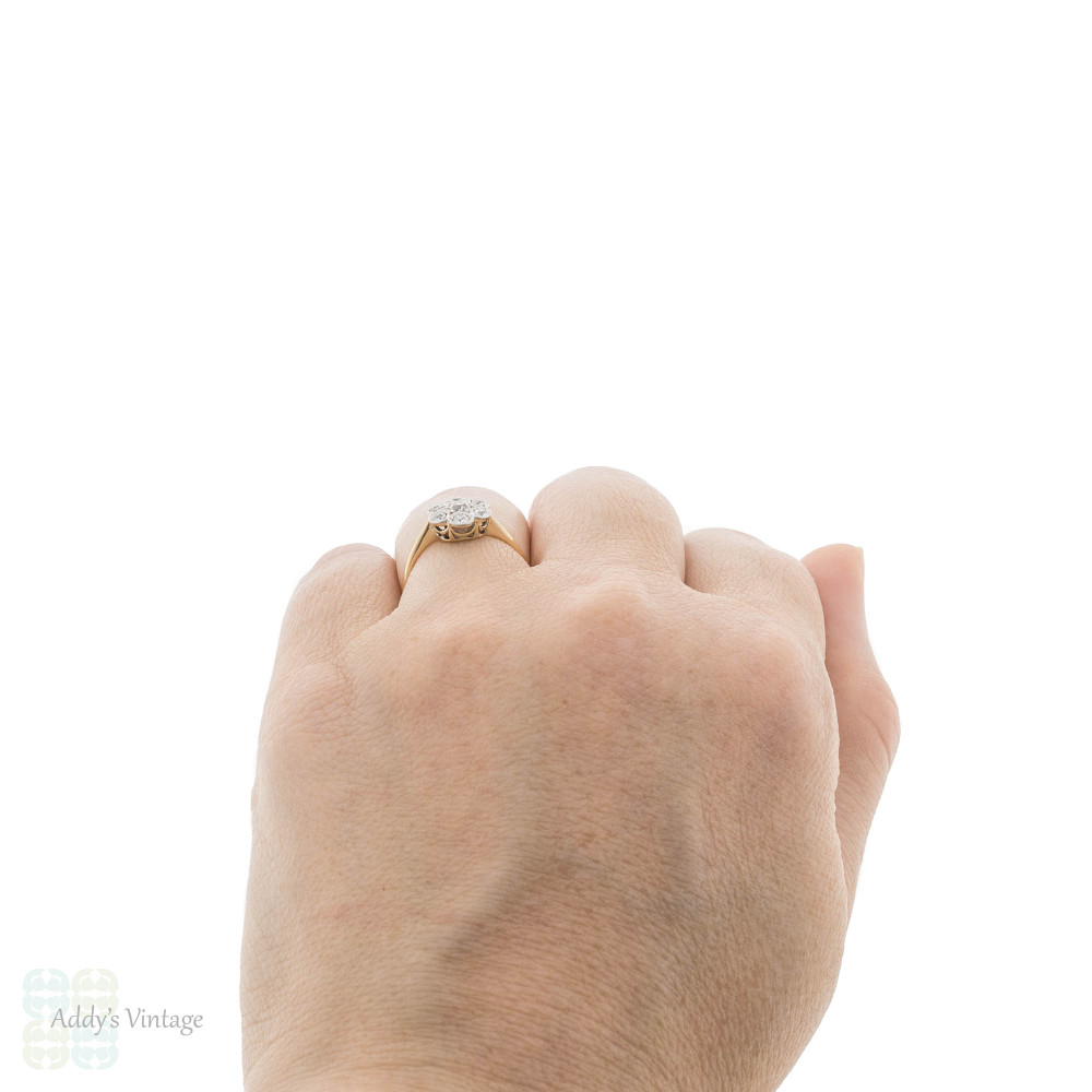 Diamond Daisy Engagement Ring, Antique Edwardian 18ct Platinum Cluster Ring.