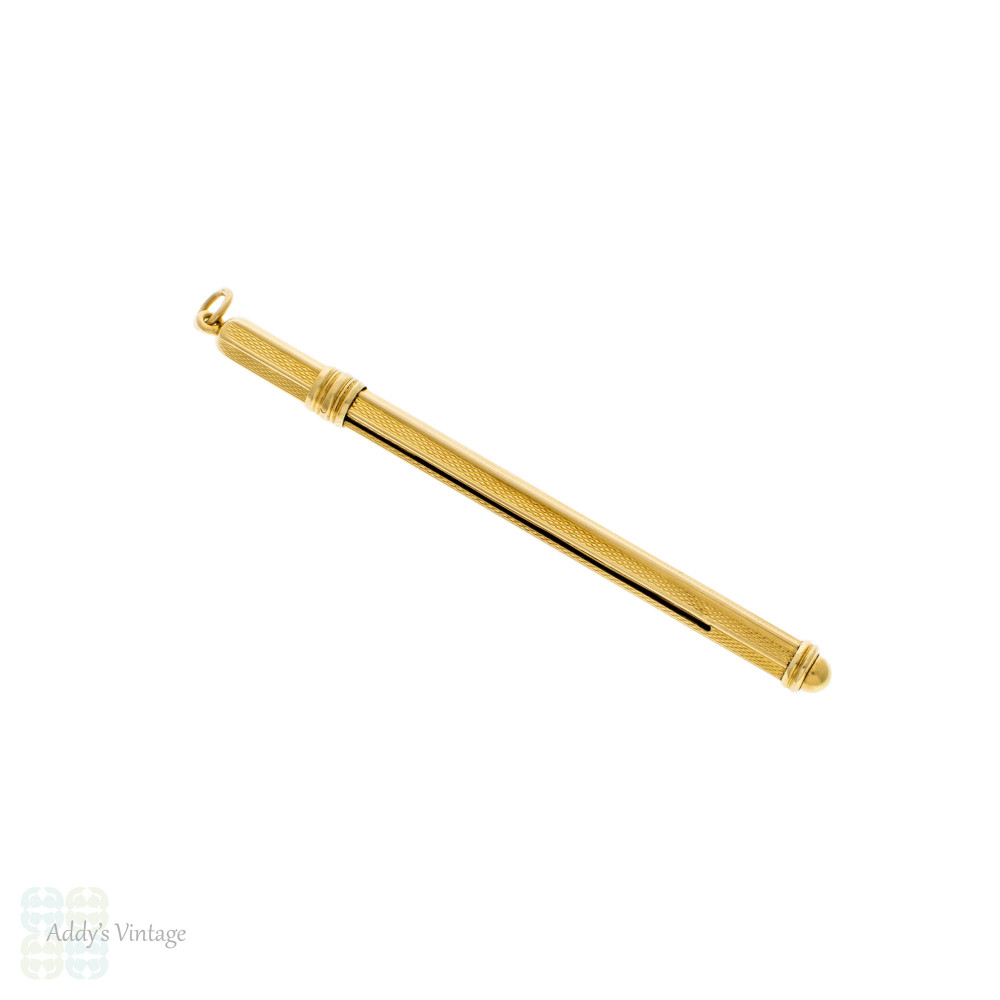 Vintage 18ct 18k Gold Drinks Swizzle, Engine Turned Mid Century Drinks Stirrer.