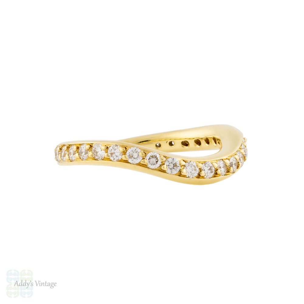 Diamond Eternity Ring, 18ct Yellow Gold Curved Fit Wedding Band Size L.5 / 6.25