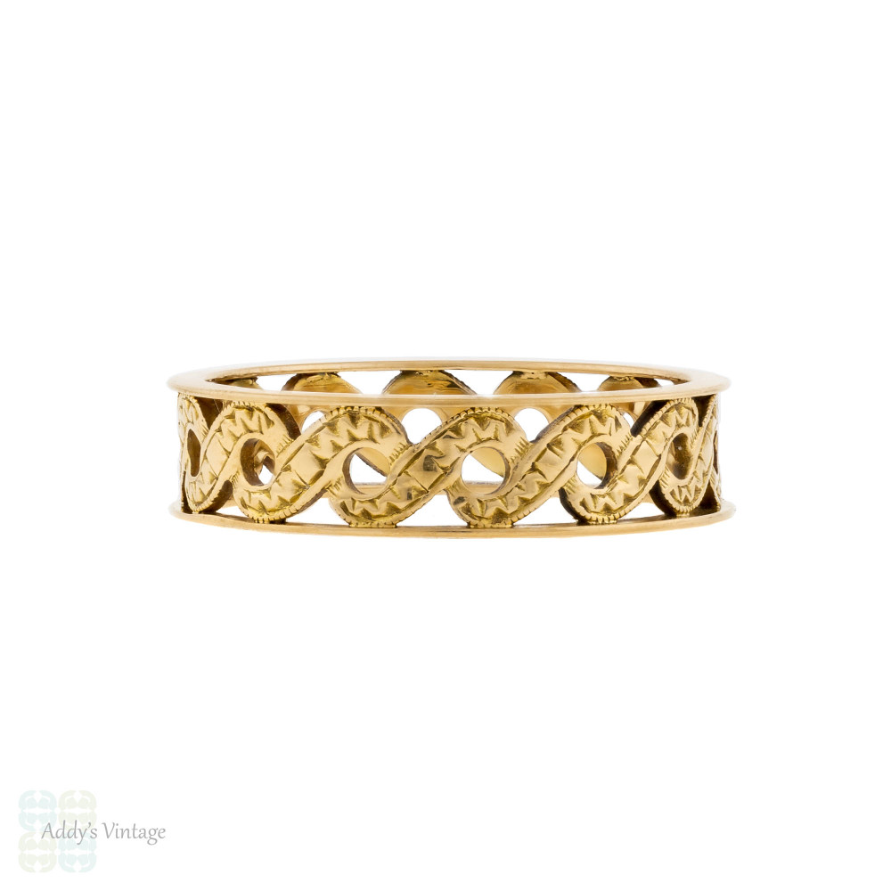 Vintage 18ct Gold Wide Engraved Wedding Ring, Circa 1950s Size L / 5.75.