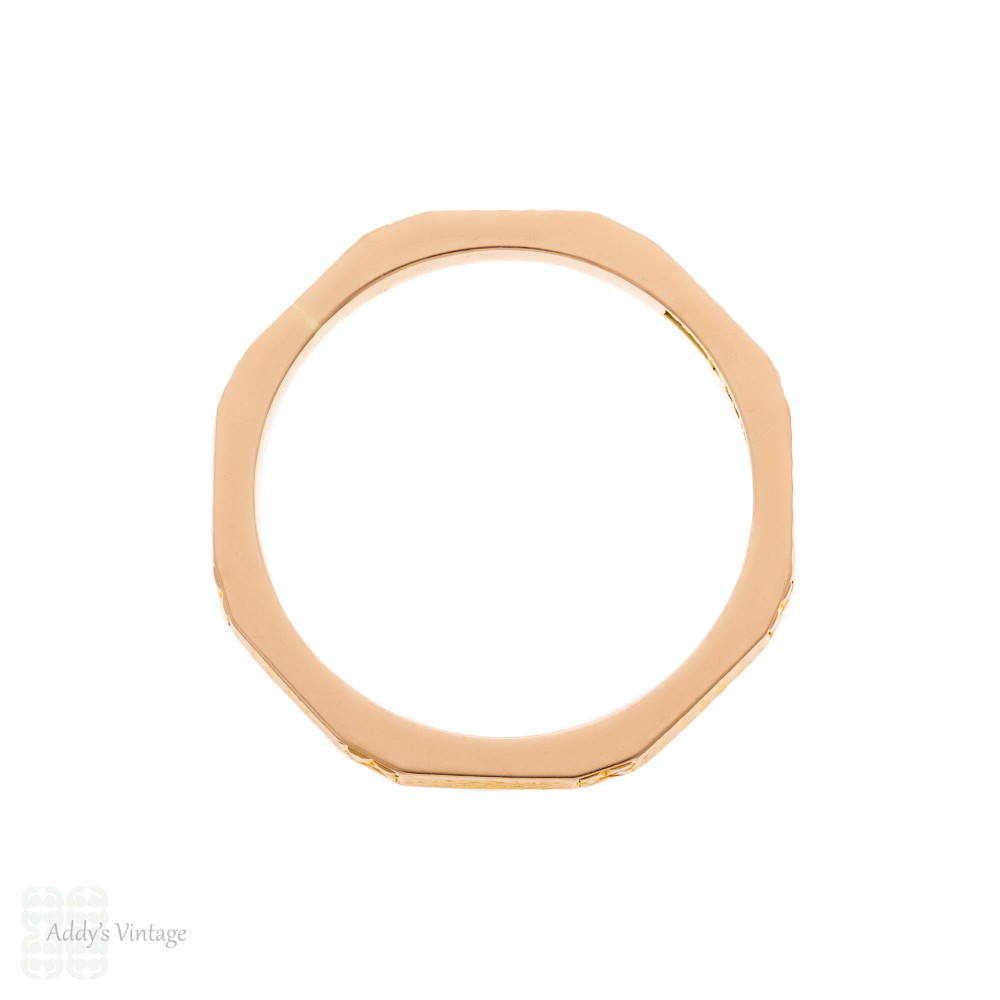 Vintage Floral Engraved 9ct Rose Gold Wedding Ring, Size K / 5.25.