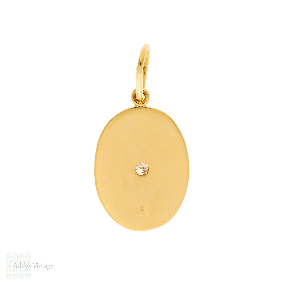Victorian 15ct Gold Engraved Star Set Diamond Pendant, Antique Conversion.