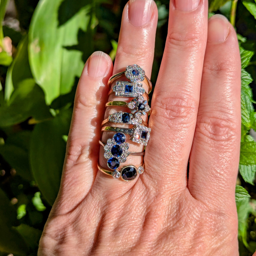 Vintage Mid Century Sapphire & Diamond Ring, 18ct & Platinum