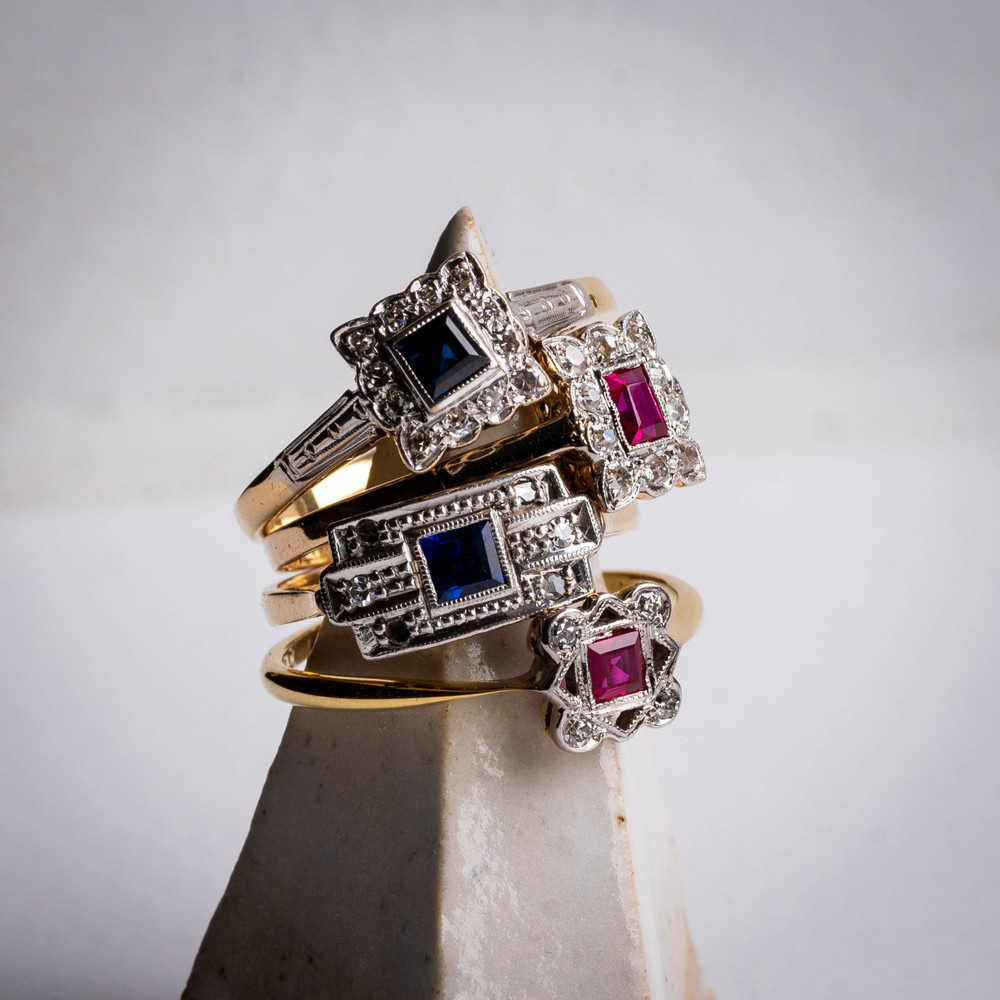Vintage Mid Century Sapphire & Diamond Ring, 18ct & Platinum