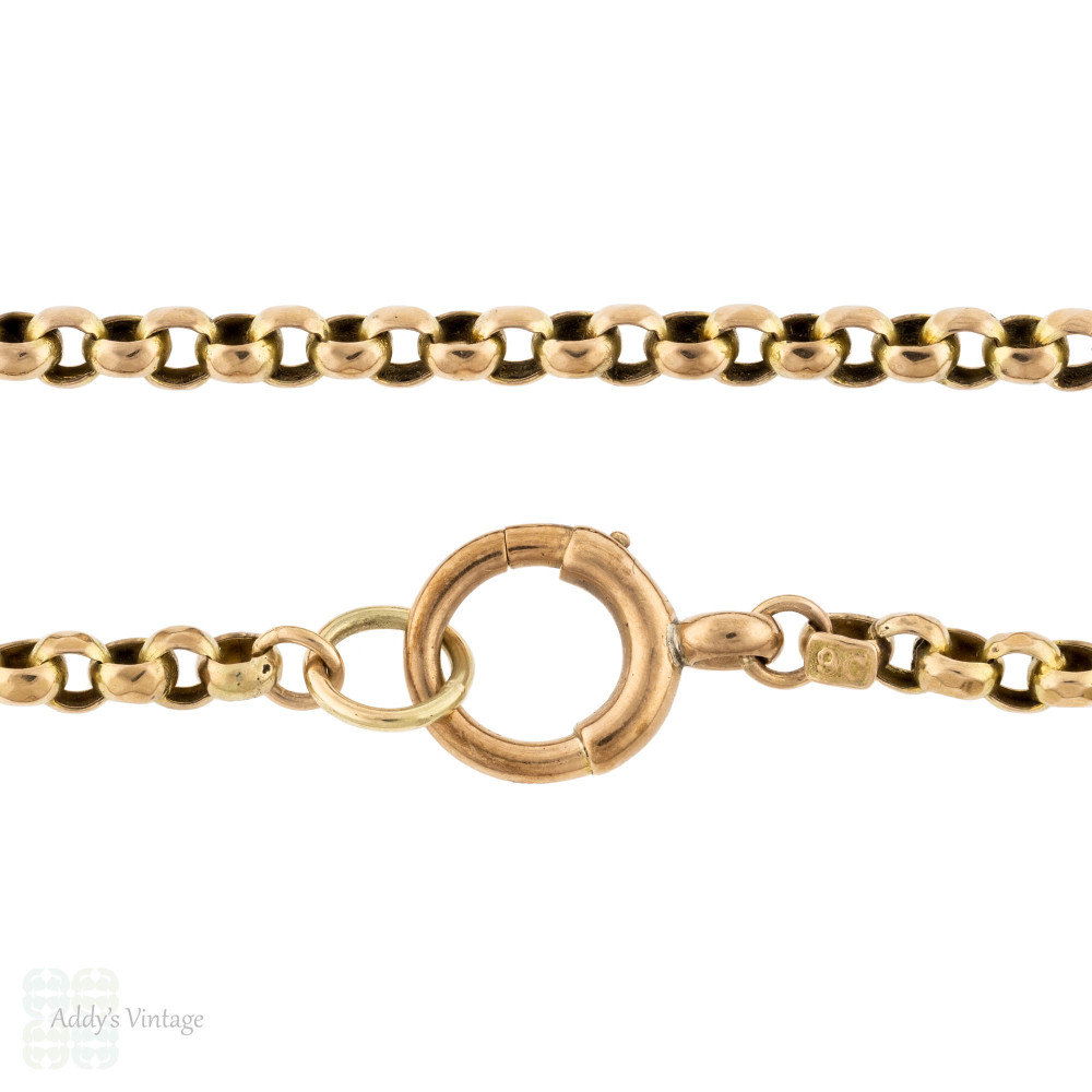 Antique Belcher 9ct Gold Chain, Victorian Necklace with Large Clasp, 87 cm / 34.25 inches.
