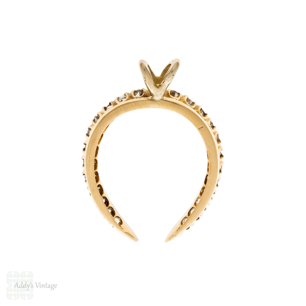 Antique Diamond Horseshoe Pendant, 14k Gold & Platinum Lucky  Charm.