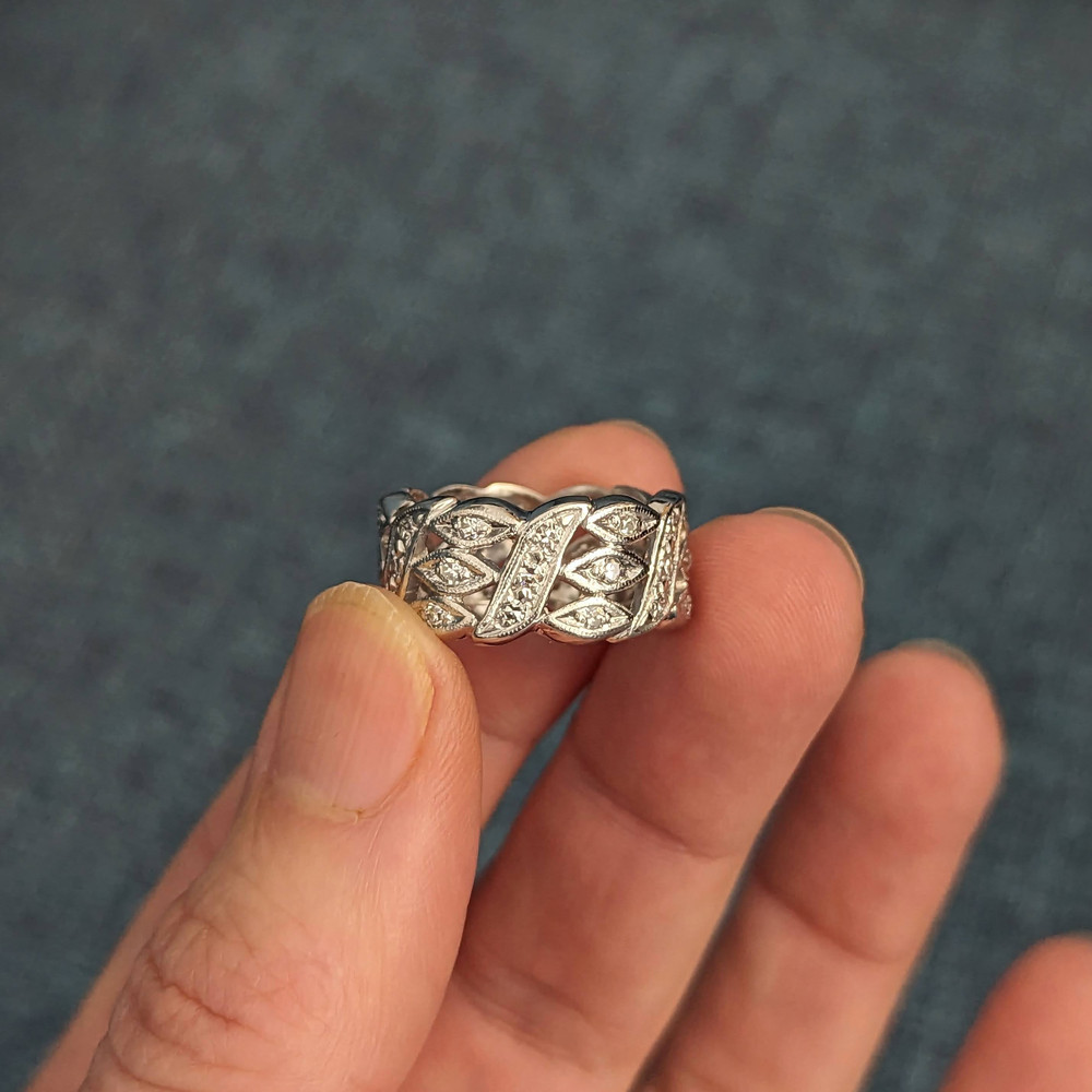 Wide Vintage Platinum Diamond Eternity Ring Size N.5 / 7.