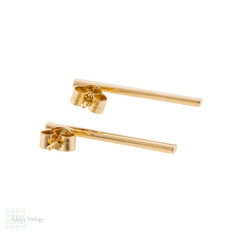 Long 15ct Platinum Bar Earrings, Victorian Conversion Stud Earrings.