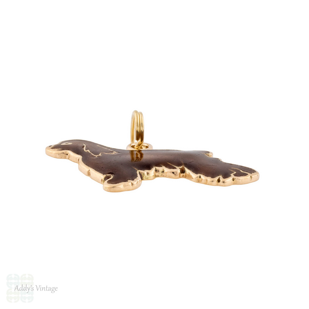 Vintage Enamel Cocker Spaniel Dog 14k Gold Charm Pendant.