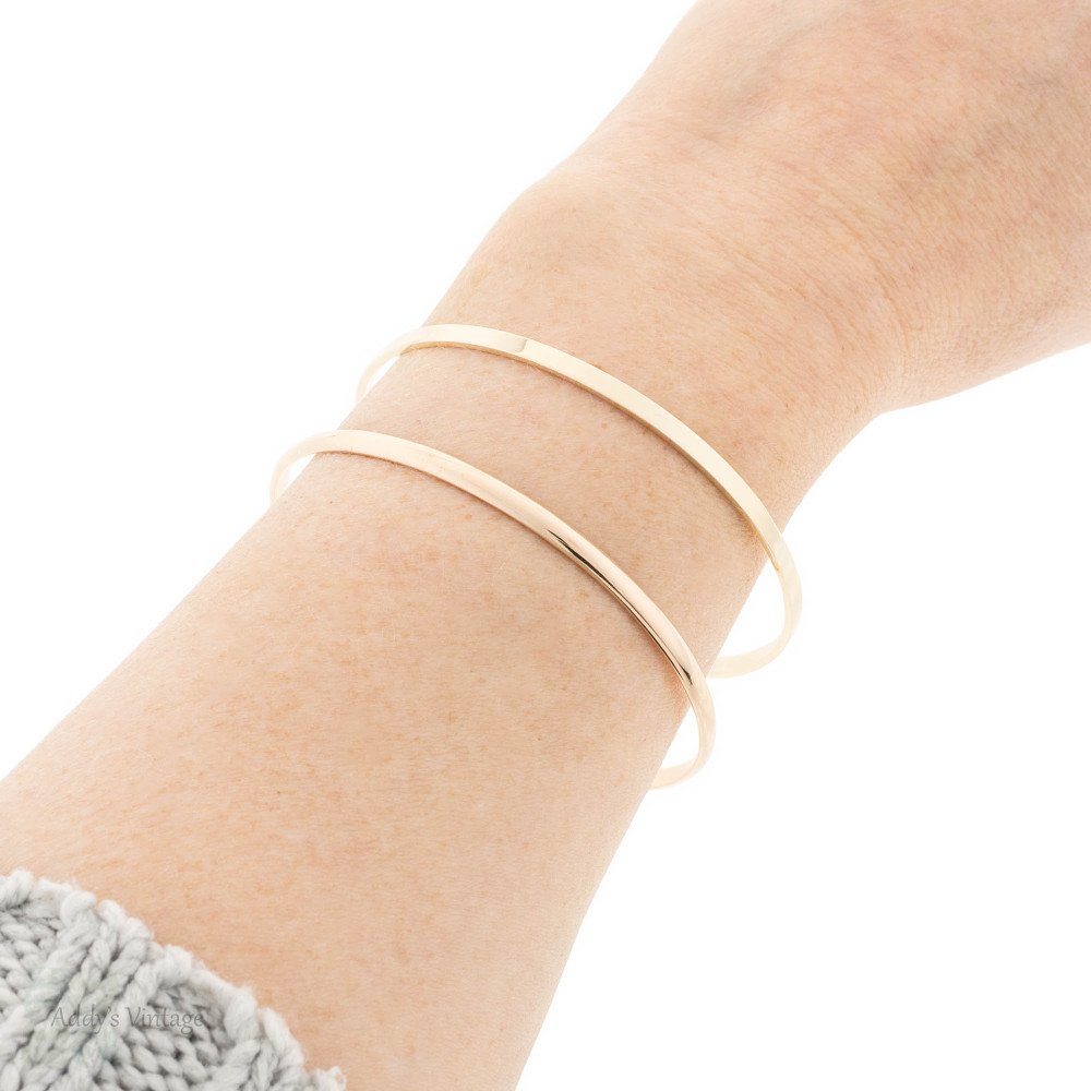 Antique 15ct Gold Bangle Bracelet, Classic Slim Edwardian Bangle.