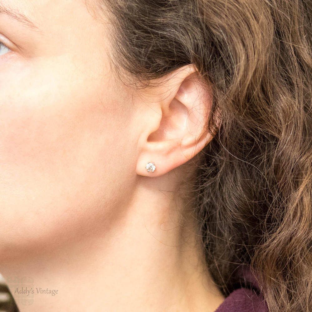Old European Cut Diamond Vintage 0.80ctw Stud Earrings, 18ct.