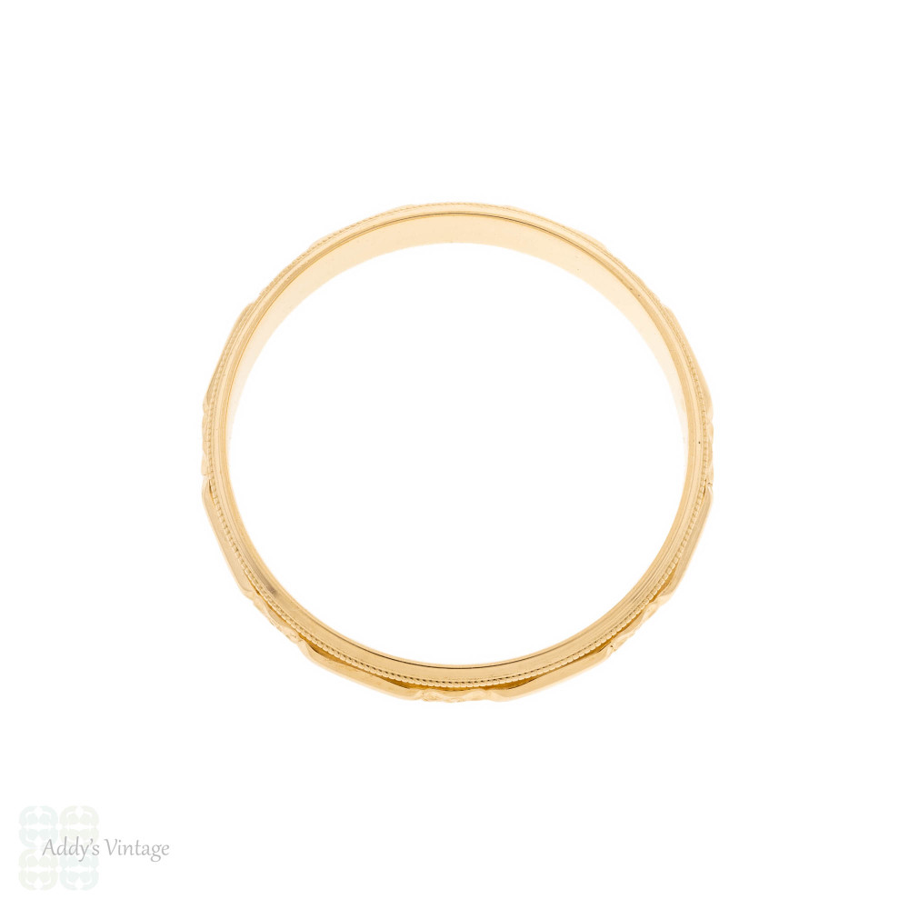 Floral Engraved 14k Gold ArtCarved Men's Wedding Ring, Size T.5 / 10