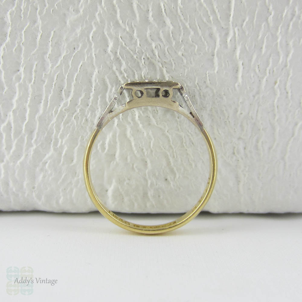 Bold Art Deco Diamond Ring, Square Shaped Vintage Engagement Ring. Cluster Ring with Milgrain Beading, Circa 1930s.
