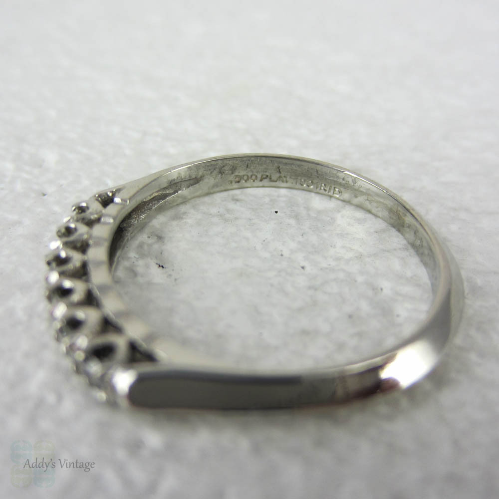 Art Deco 1930s Platinum & Diamond Half Hoop Wedding Ring. Six Stone Ring in U Shaped Prongs with Knife Edge Band. Part of Wedding Set.