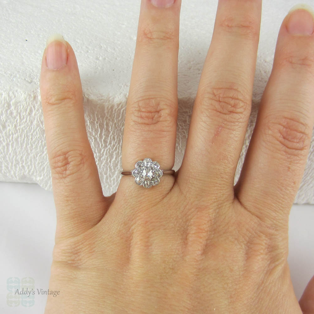 Antique Engagement Ring, Old Mine Cut Diamonds in Platinum. Daisy ...