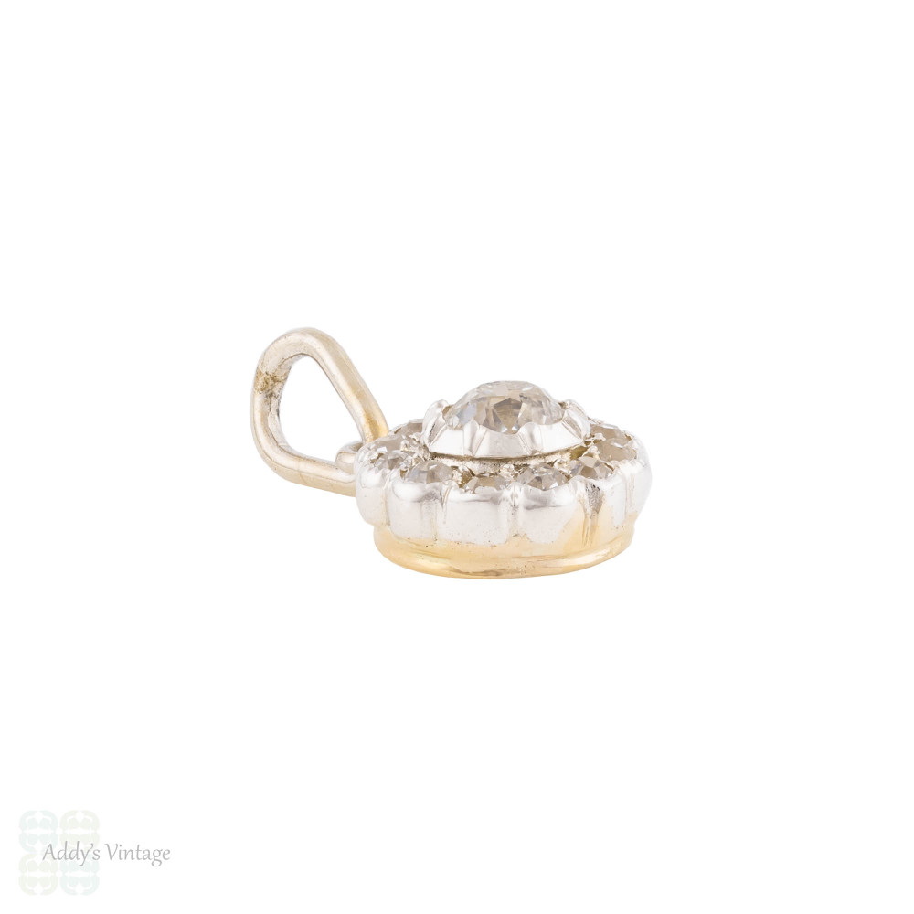 Victorian Old Mine Cut Diamond Flower Shape Cluster Pendant, 0.40ctw.