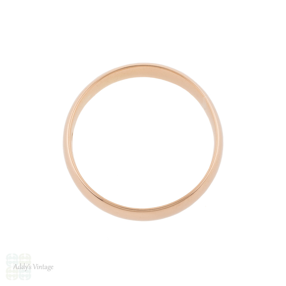 Antique Victorian 9ct Rose Gold Wedding Ring, Glasgow 1892, Size O.5 / 7.5.