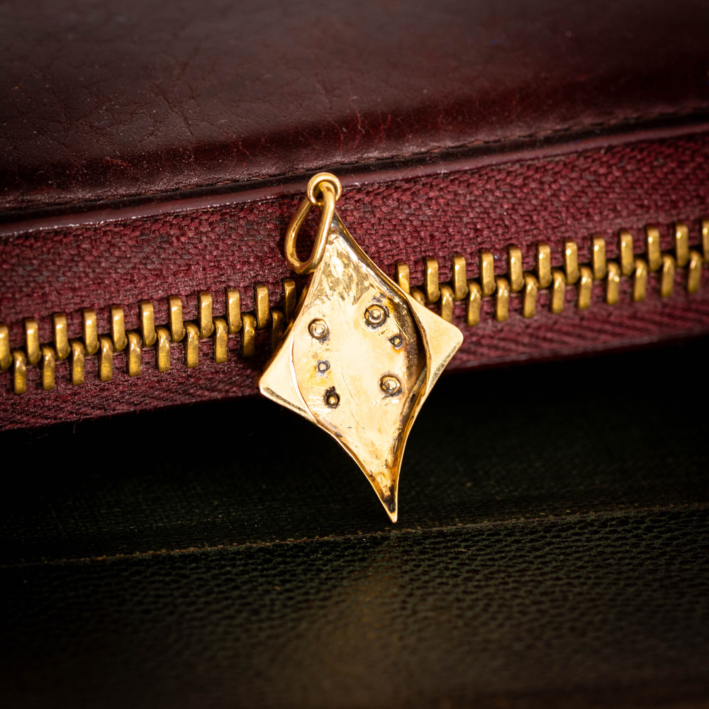 Antique 9ct Gold Turquoise, Seed Pearl & Black Enamel Pendant.