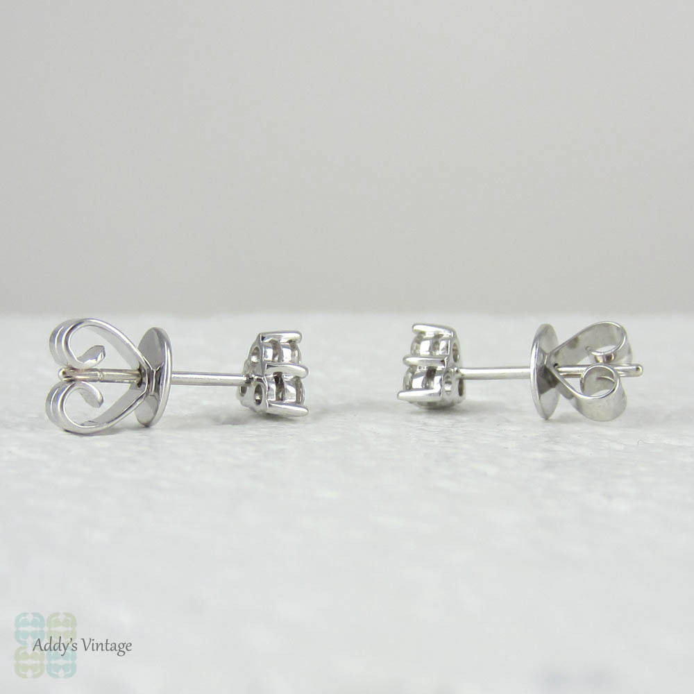 Estate Diamond Stud Earrings. Diamond Three Stone Cluster Earrings in ...
