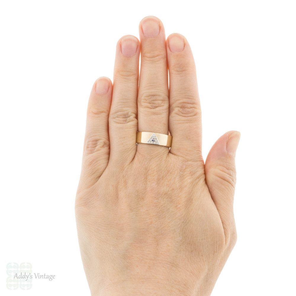 Vintage 14th Degree Scottish Rite Masonic Freemasons Band, 14k with Diamonds.