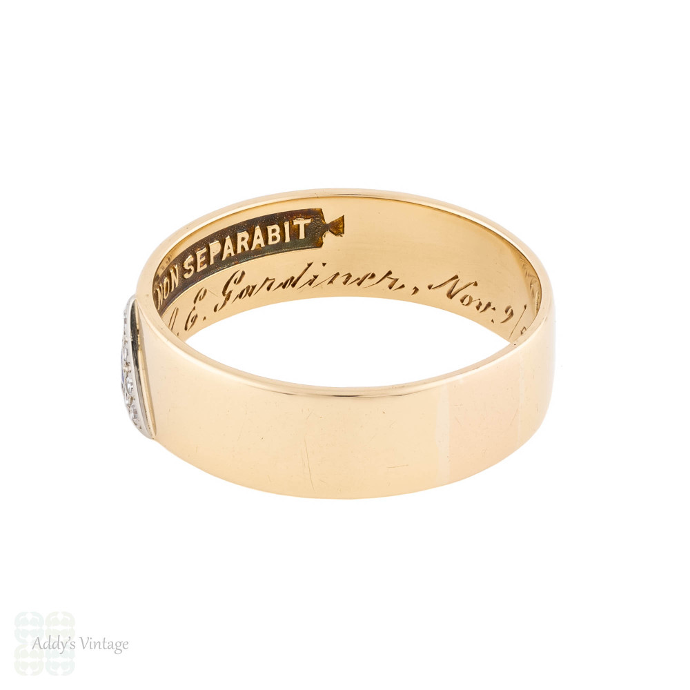 Vintage 14th Degree Scottish Rite Masonic Freemasons Band, 14k with Diamonds.