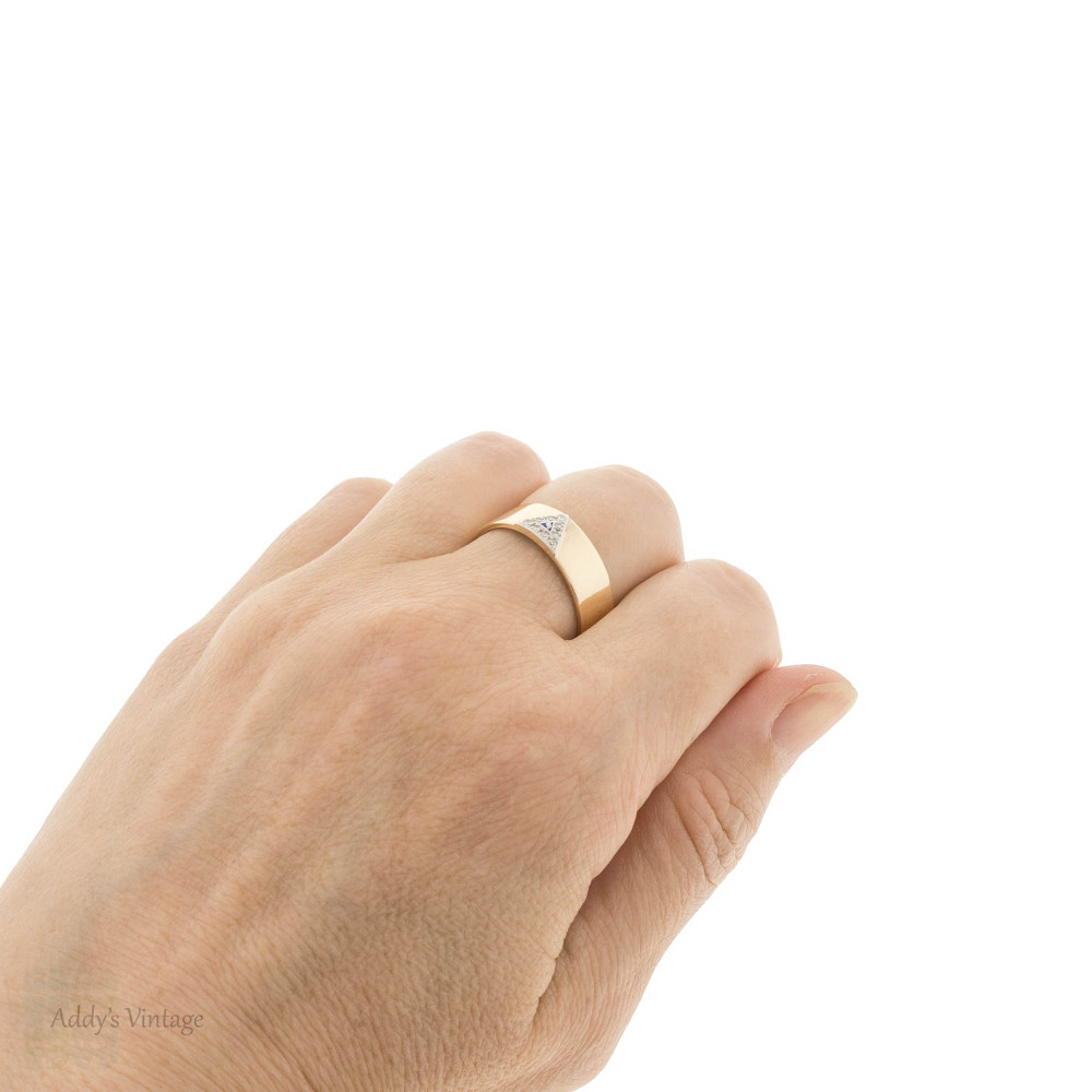 Vintage 14th Degree Scottish Rite Masonic Freemasons Band, 14k with Diamonds.