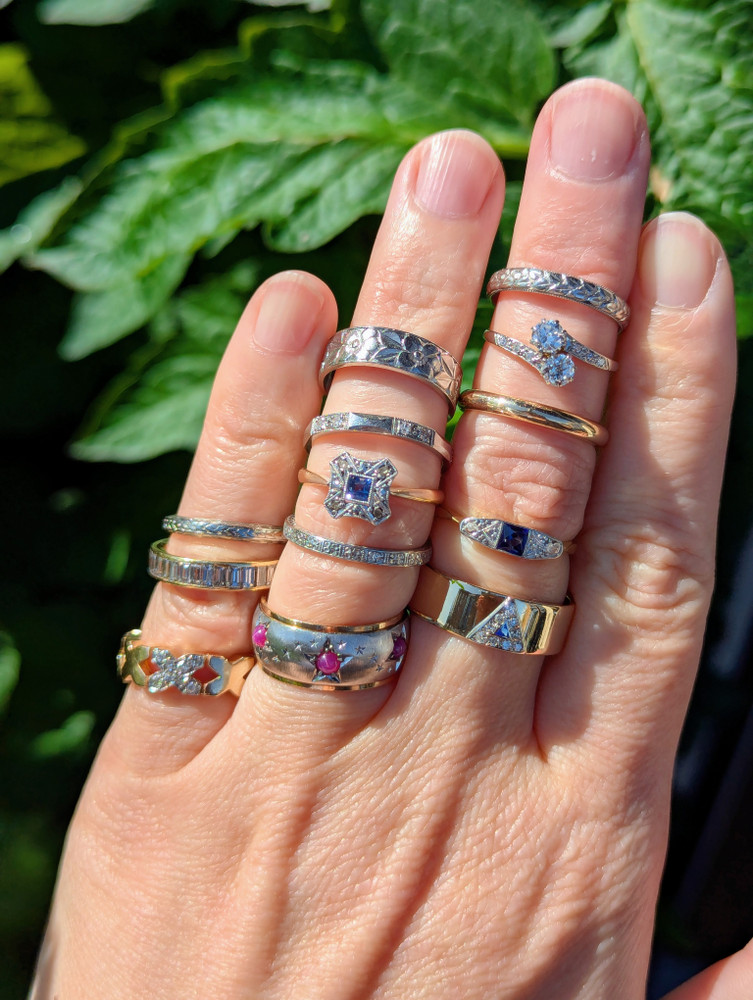 Vintage 14th Degree Scottish Rite Masonic Freemasons Band, 14k with Diamonds.