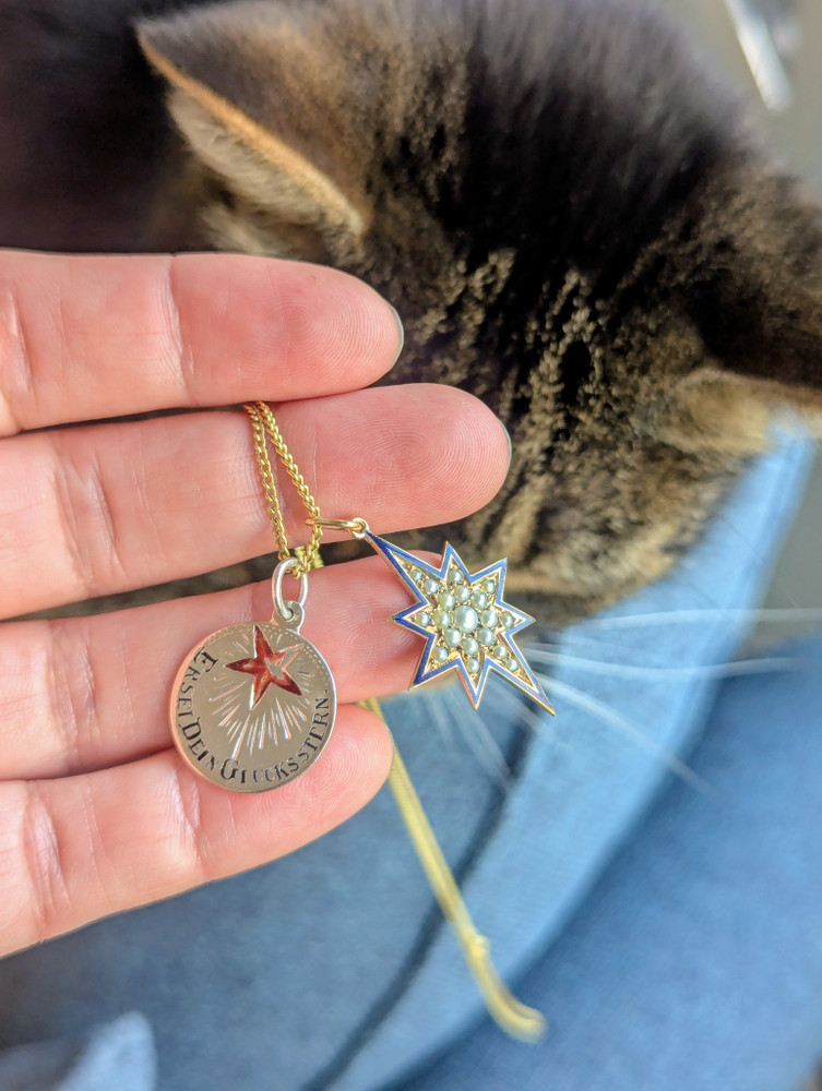 Antique Silver & Enamel Lucky Star Charm.