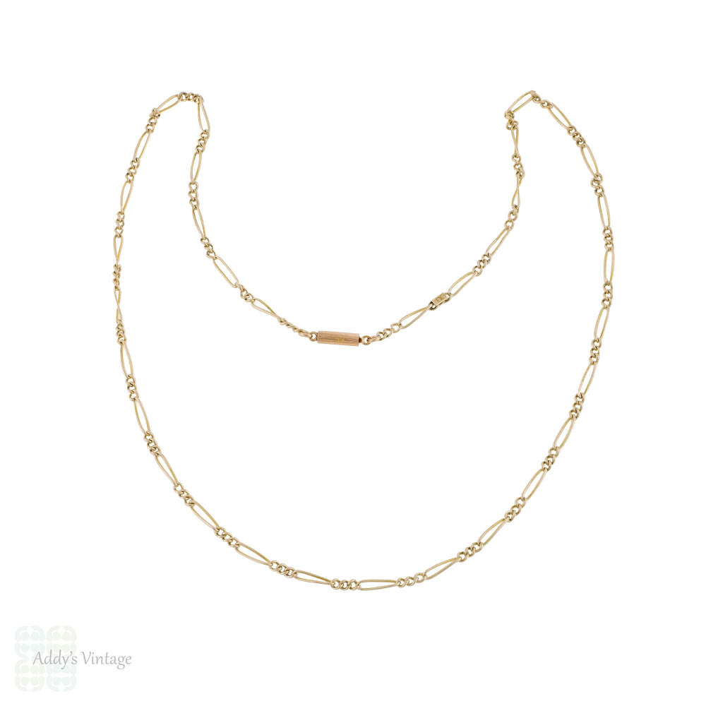 Victorian 9ct Gold Figaro Link Chain with Barrel Clasp, 47 cm / 18.5 inches.