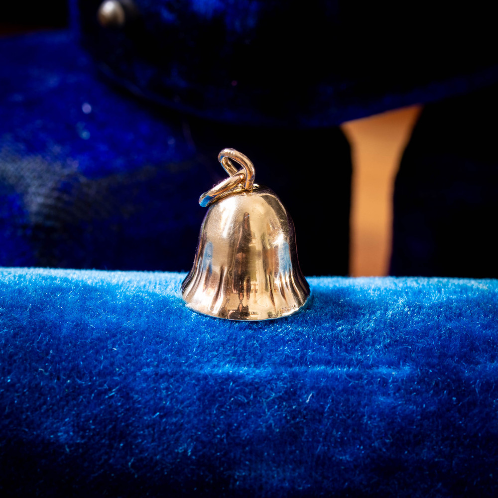 Vintage 9ct Gold Bell Charm, Mid Century Pendant.