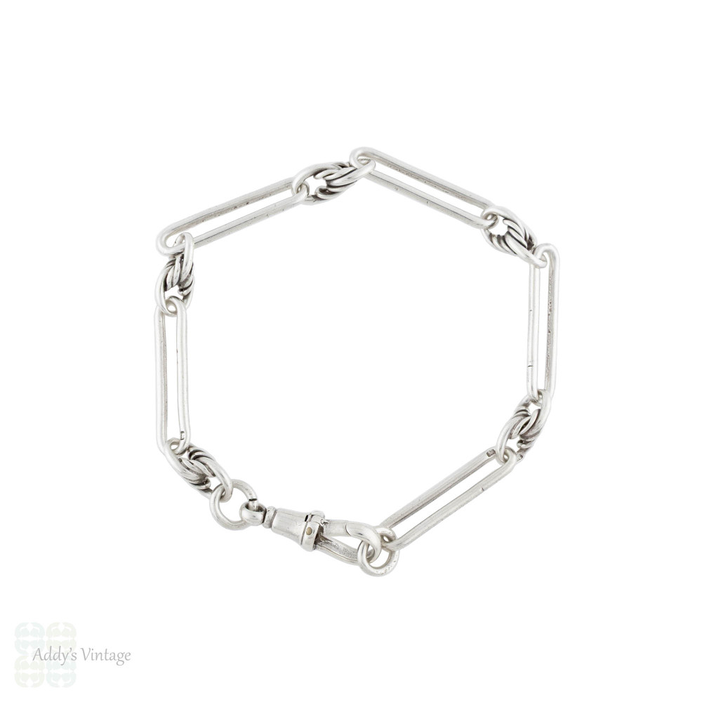アクセサリー 3mm Silver Trombone Link Chain Bracelet Antique Sterling Silver Trombone Link Bracelet, 19.2 cm / 7.55