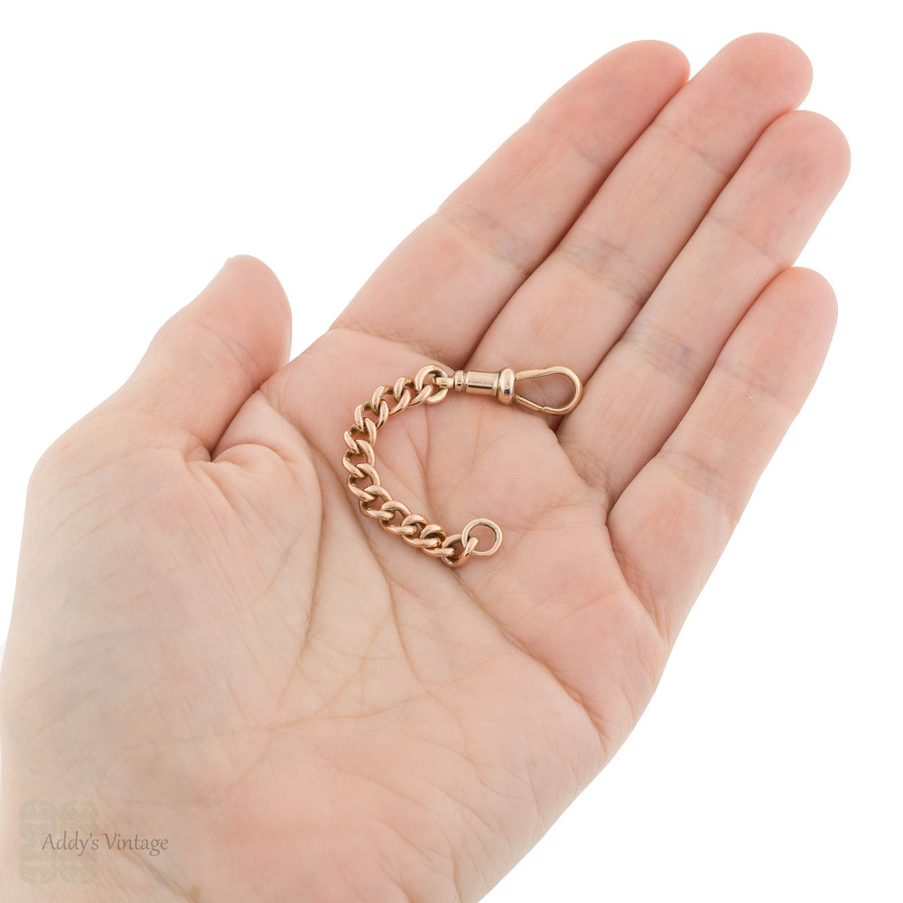 Antique 9ct Gold Chain Extender with Dog Clip Clasp, 75 mm / 2.95 inches (5.4g)