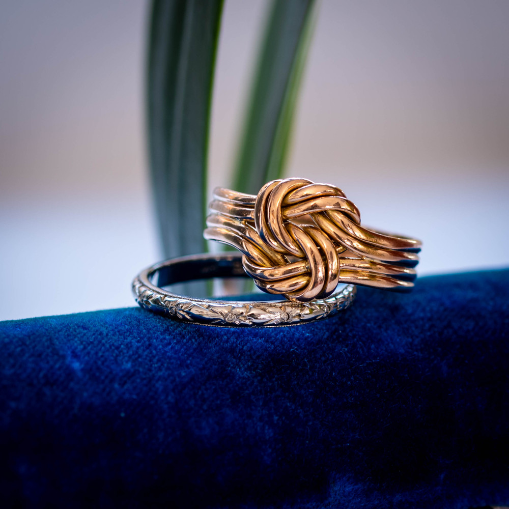 Antique Victorian 9ct Gold Wide Knot Ring, Circa 1890s, Size M / 6.25.