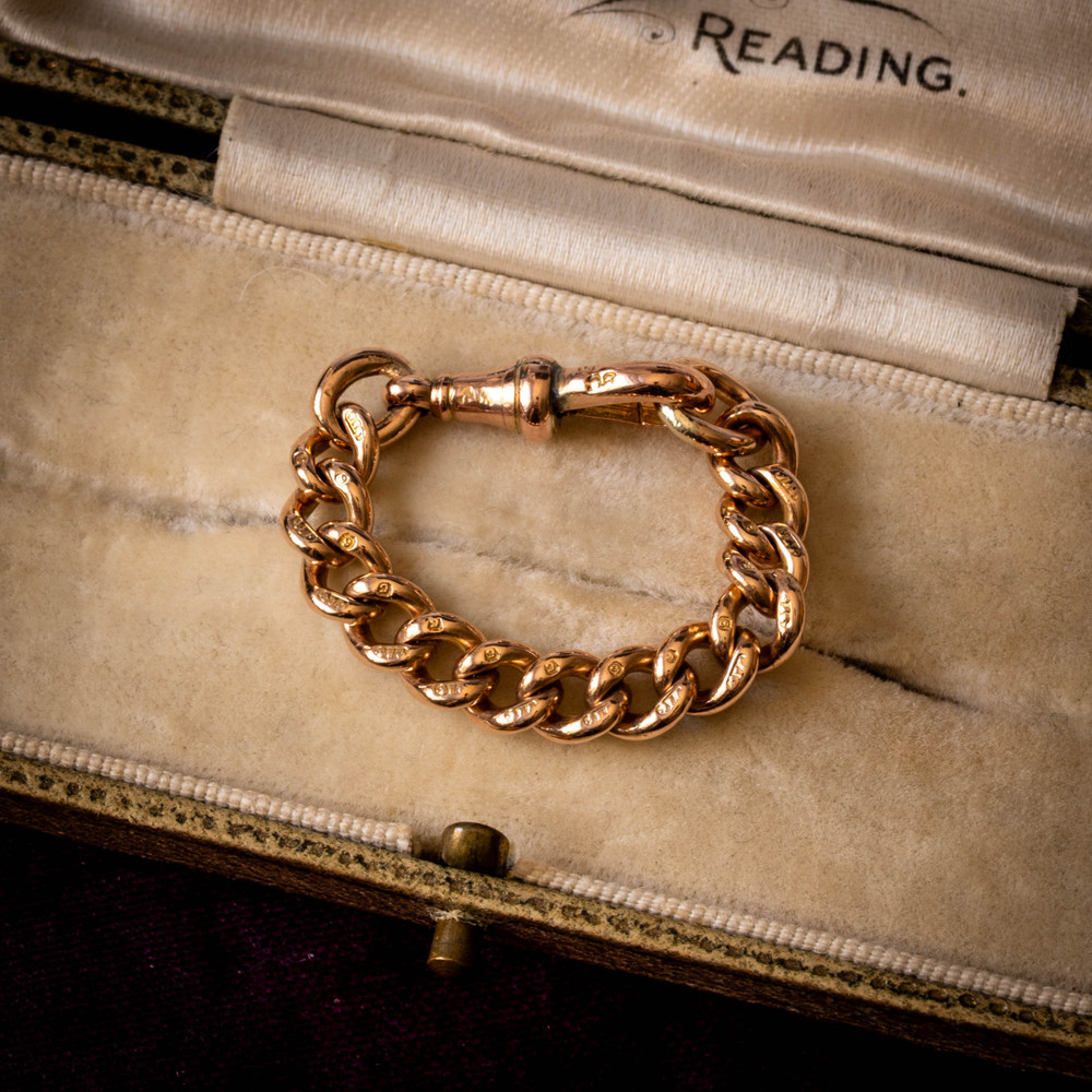 Antique 9ct Gold Chain Extender with Dog Clip Clasp, 76 mm / 3 inches (5.35g)