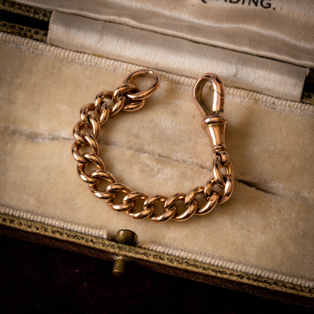 Antique 9ct Gold Chain Extender with Dog Clip Clasp, 76 mm / 3 inches (5.35g)