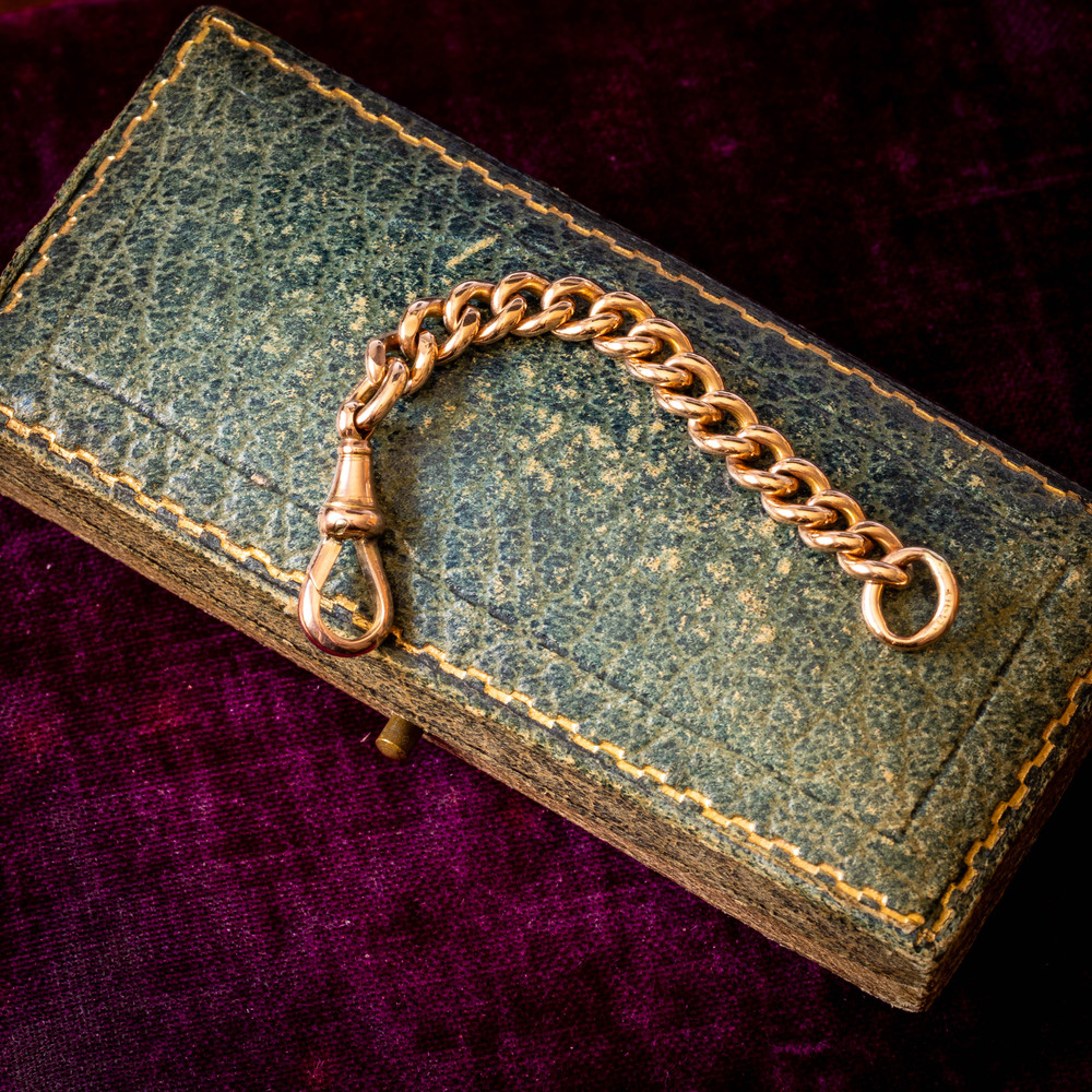 Antique 9ct Gold Chain Extender with Dog Clip Clasp, 76 mm / 3 inches (5.35g)