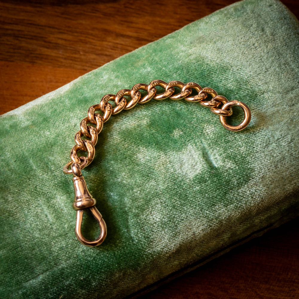 Antique 9ct Gold Chain Extender, Swivel Dog Clip Clasp, 76 mm / 3 inches (5.8g)