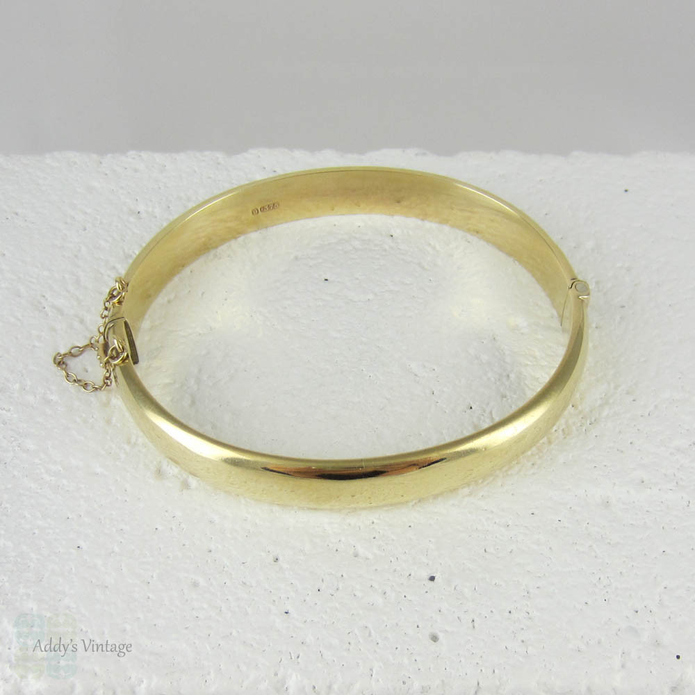 Vintage Bangle Bracelet. 9 Carat Yellow Gold Simple Domed Bracelet ...