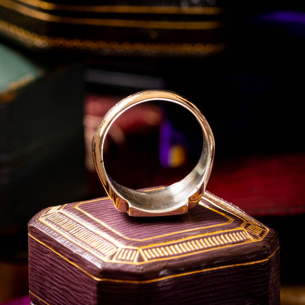 Antique Shibayama Insect Ring, 9ct Gold & Silver. Signet Style Two Tone Ring.