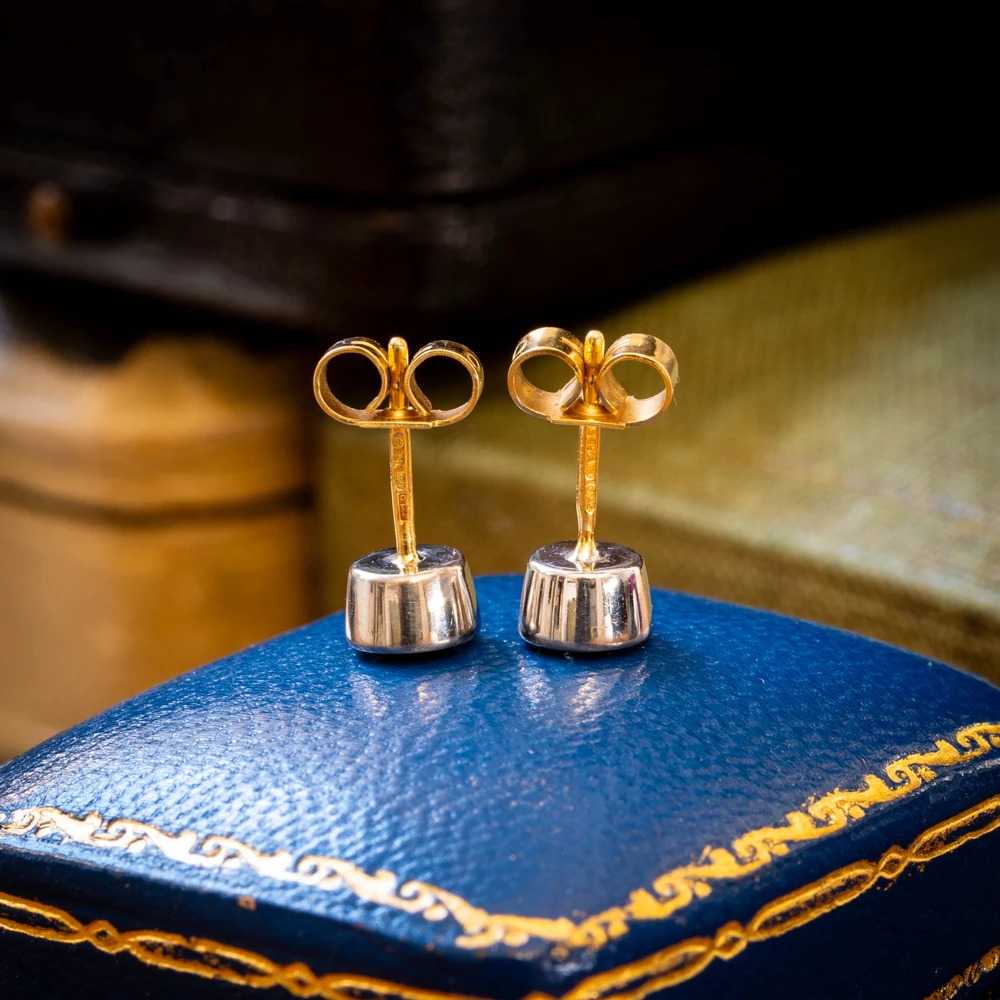 Vintage Diamond Stud Earrings, 0.75ctw in 18ct Two Tone Gold.