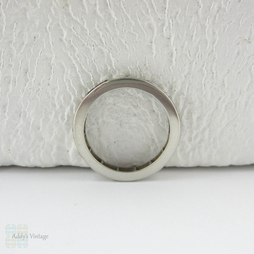 Art Deco Baguette Diamond Eternity Ring. Full Hoop Eternity Platinum Wedding Ring, Channel Set Baguettes, Circa 1920s.