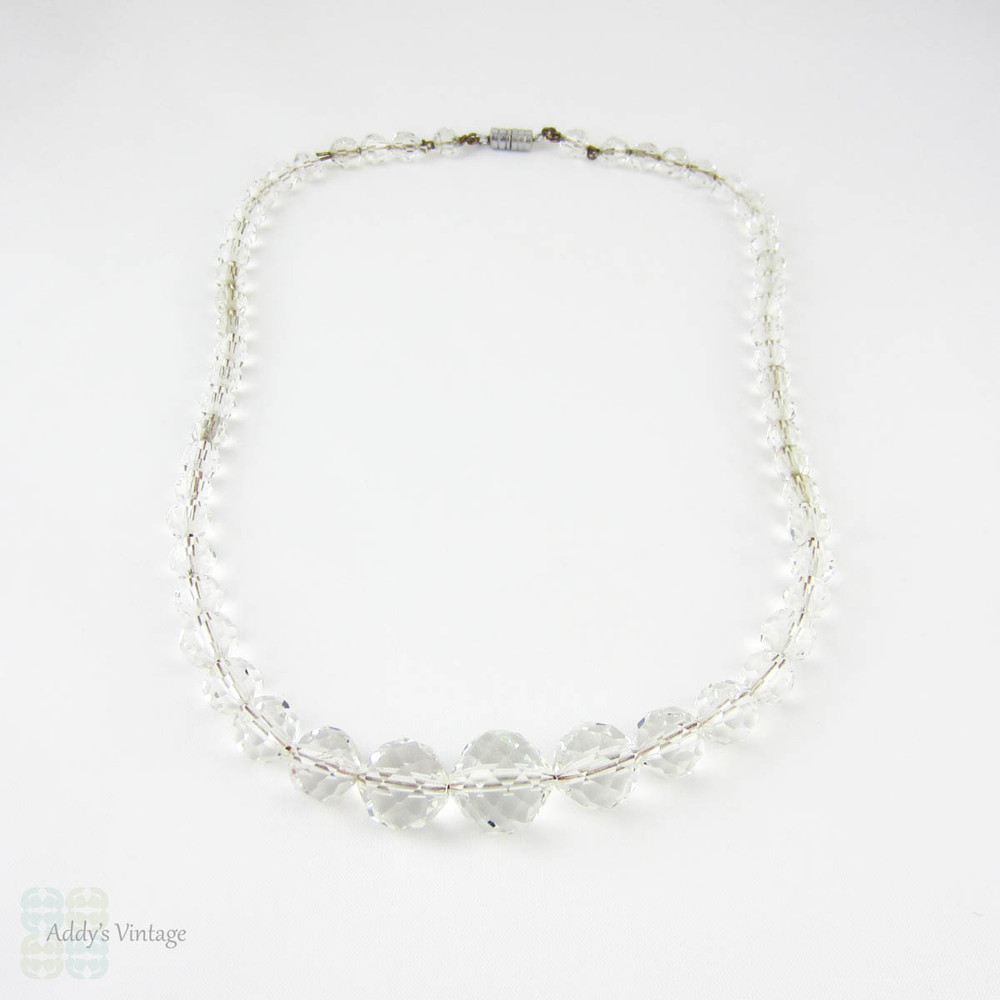 Vintage Aurora Borealis Faceted Crystal Necklace - Ruby Lane
