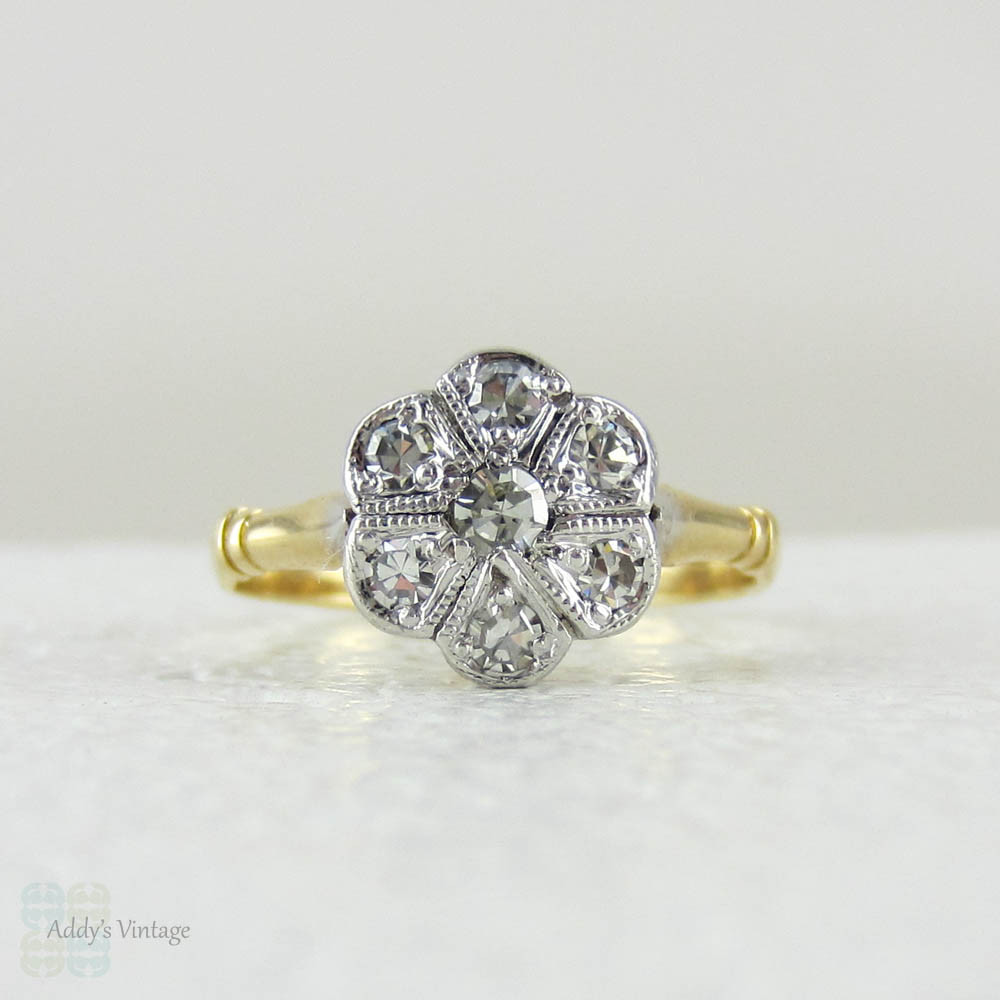 Art Deco 1.38 CTW Old European Diamond Platinum Crescent Cluster Vintage  Engagement Ring | Wilson's Estate Jewelry