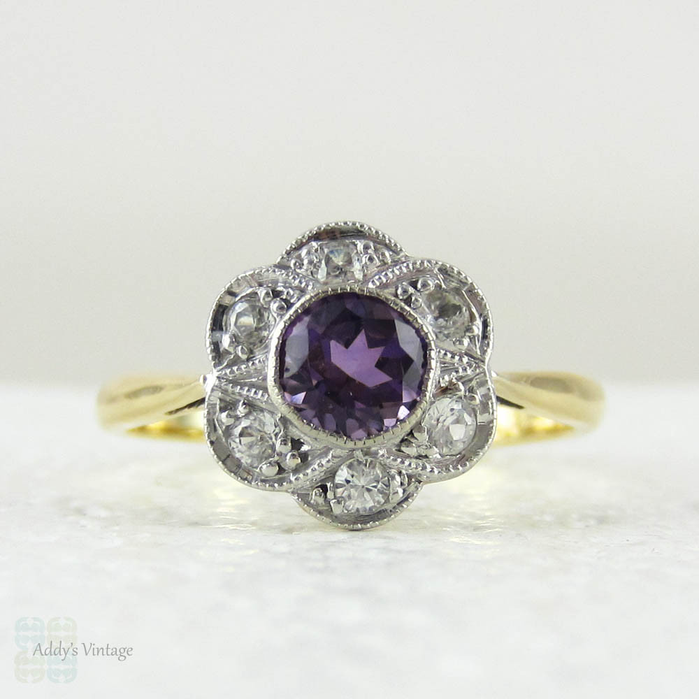 Amethyst and Diamonds 18 Kt Yellow Gold Ring Deep Purple One of a Kind For  Sale at 1stDibs