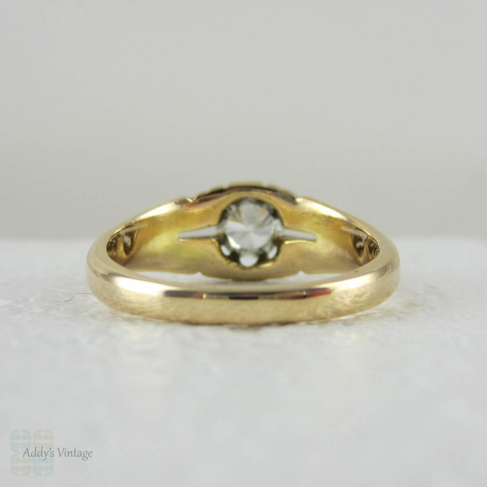 Deposit - Victorian Gentleman's Old Mine Cut Diamond Ring in 18 Carat Yellow Gold. Men's Gypsy Style Antique Single Stone Ring.