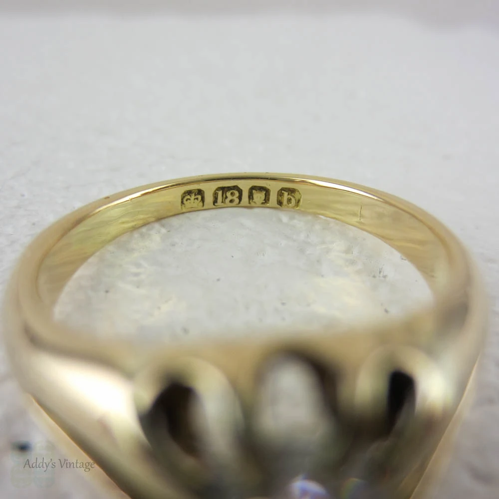 Deposit - Victorian Gentleman's Old Mine Cut Diamond Ring in 18 Carat Yellow Gold. Men's Gypsy Style Antique Single Stone Ring.